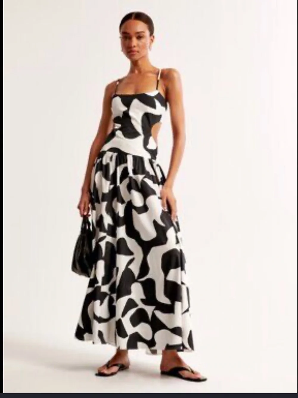 Abercrombie & Fitch Black and White Abstract Cutout Maxi Dress